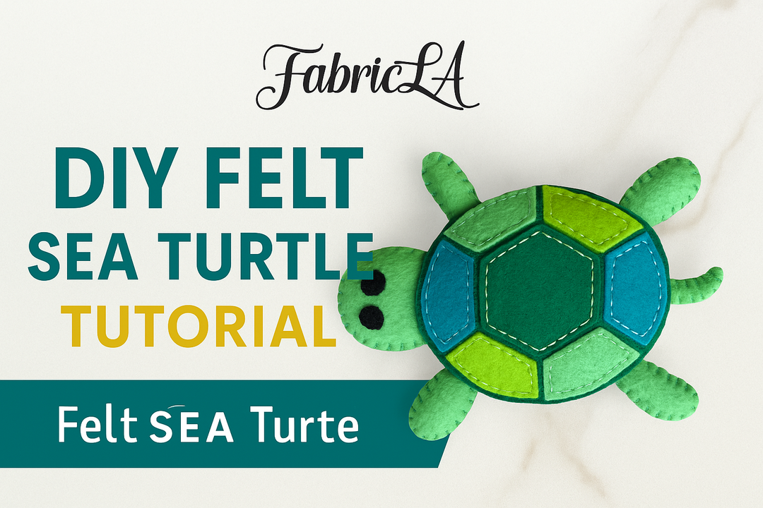 Step-by-step guide showing how to assemble a felt sea turtle using FabricLA materials