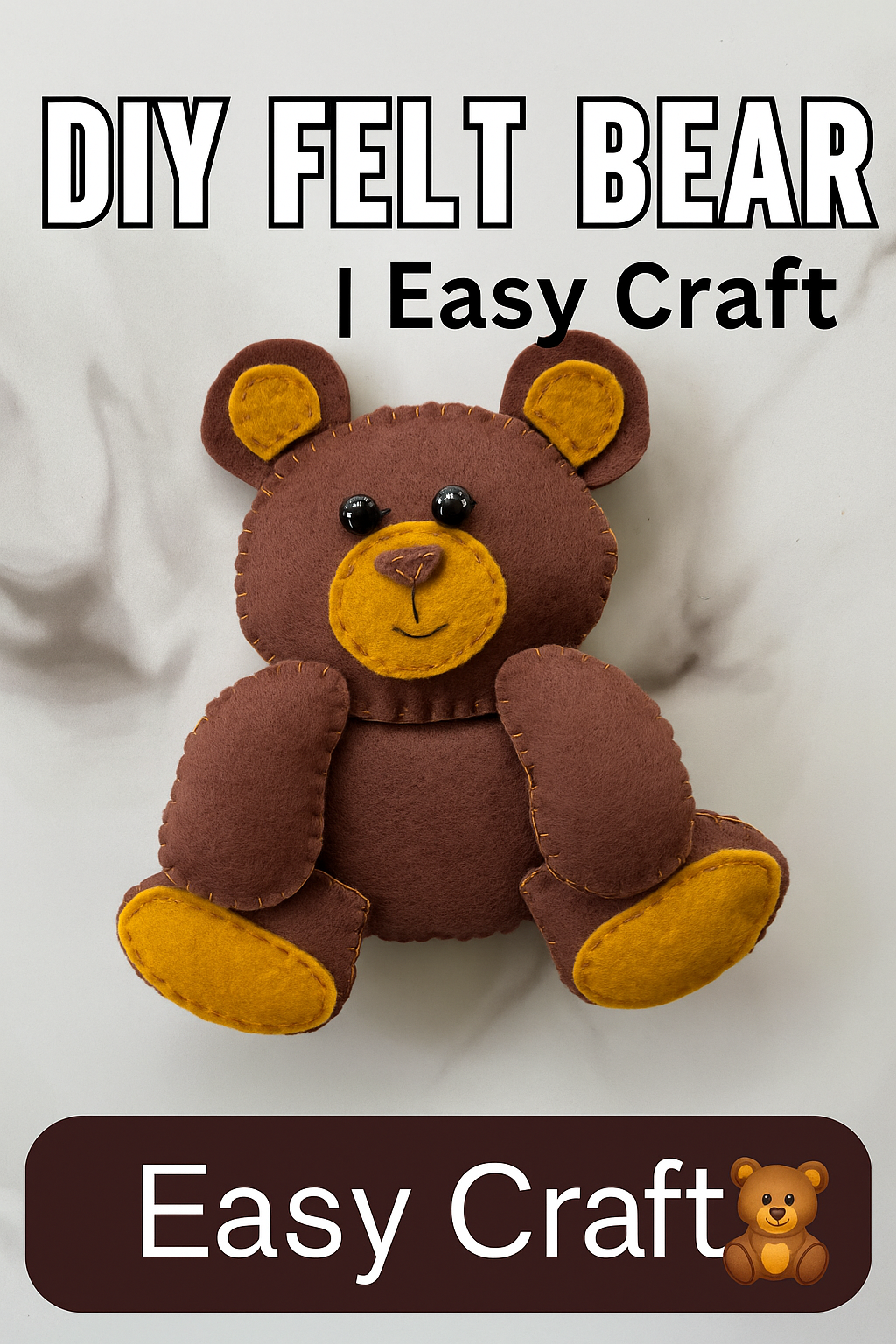Hand holding a stuffed felt bear made using FabricLA felt