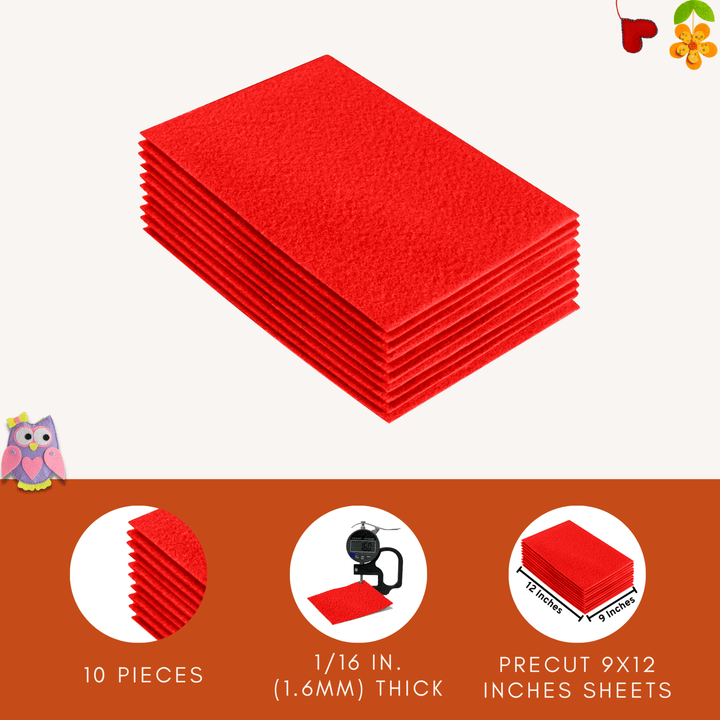 Acrylic Felt 9"X12" Sheet Packs | Hot Orange - FabricLA.com