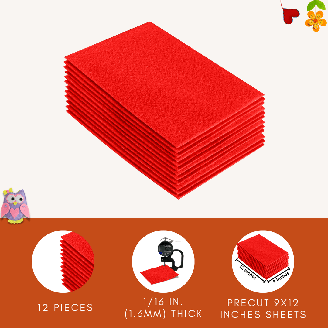 Acrylic Felt 9"X12" Sheet Packs | Hot Orange - FabricLA.com