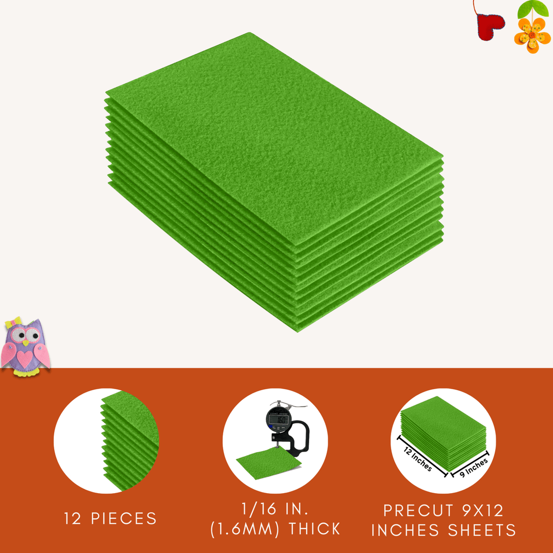 Acrylic Felt 9"X12" Sheet Packs | Lime - FabricLA.com