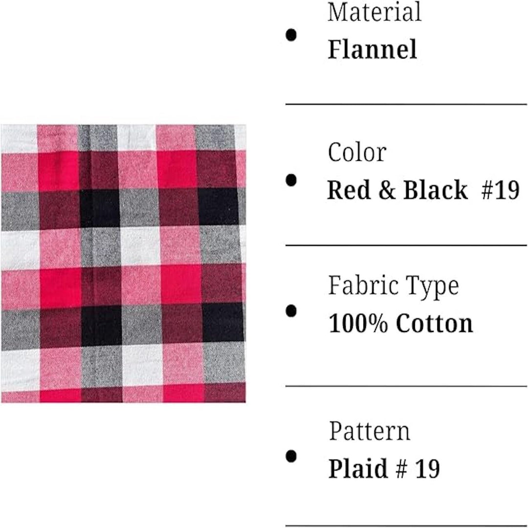 FabricLA 100% Cotton Flannel Fabric | 60 inches Wide | Sold By The Yard | Blanket, Pillowcases, Quilting, Sewing, PJ, Shirt, | Red & Black 19