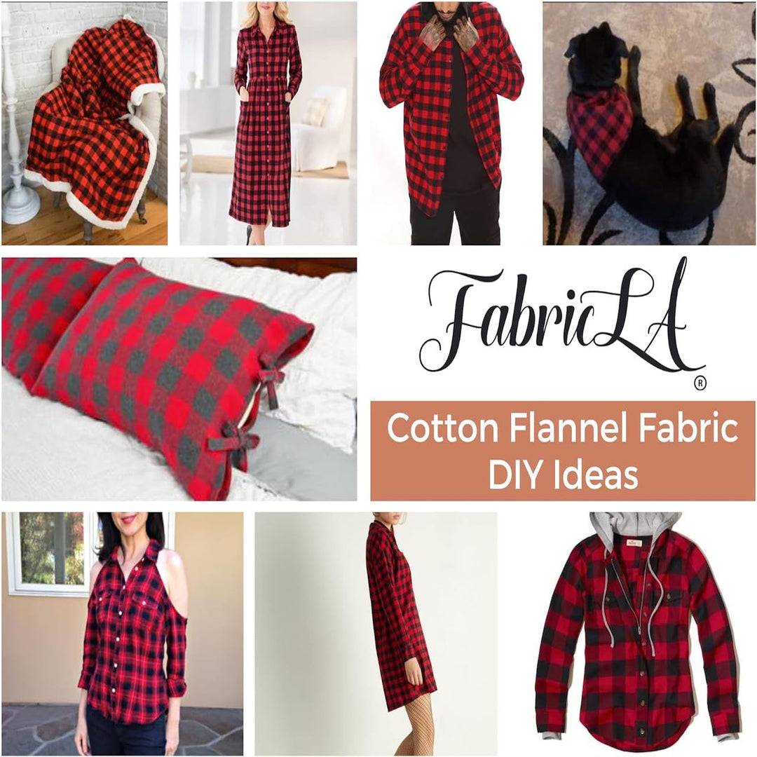 FabricLA 100% Cotton Flannel Fabric | 60 inches Wide | Sold By The Yard | Blanket, Pillowcases, Quilting, Sewing, PJ, Shirt, | Multi