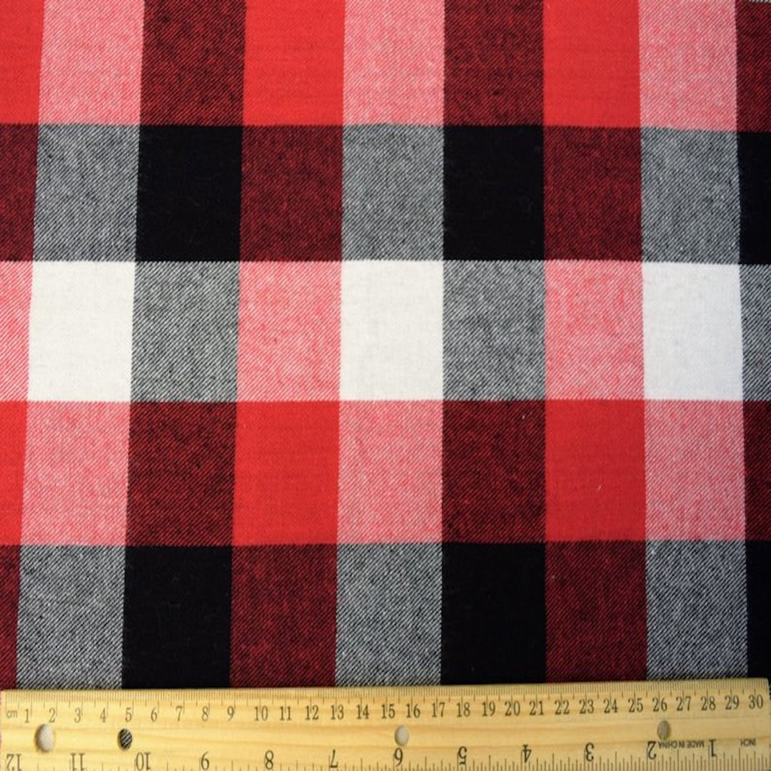 FabricLA 100% Cotton Flannel Fabric | 60 inches Wide | Sold By The Yard | Blanket, Pillowcases, Quilting, Sewing, PJ, Shirt, | Red & Black 19
