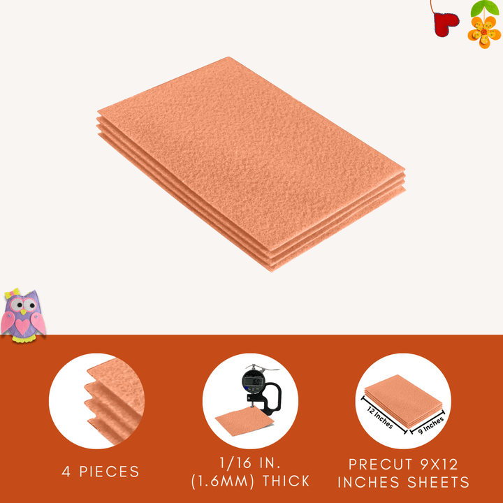 Acrylic Felt 9"X12" Sheet Packs | Light Flesh - FabricLA.com