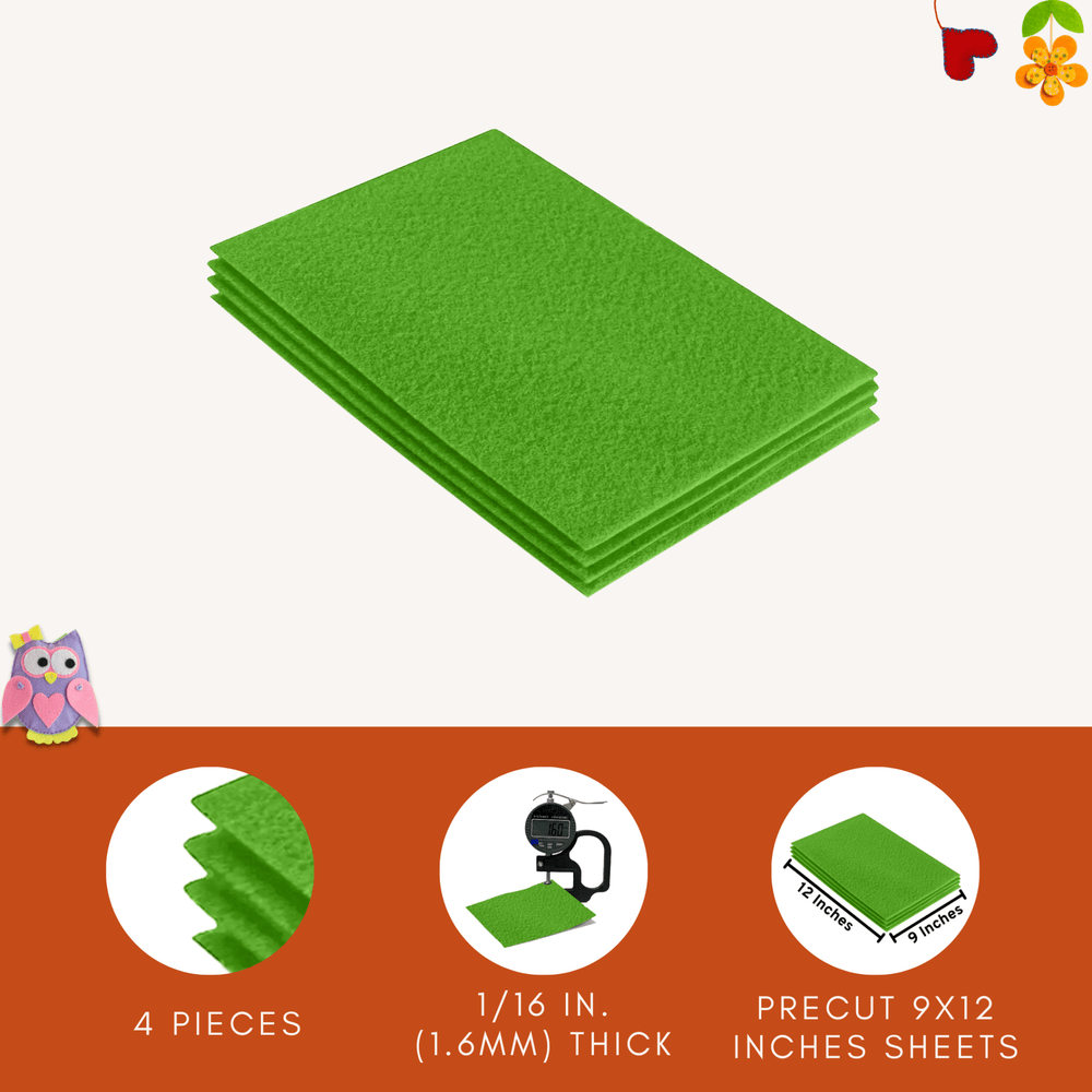 Acrylic Felt 9"X12" Sheet Packs | Lime - FabricLA.com