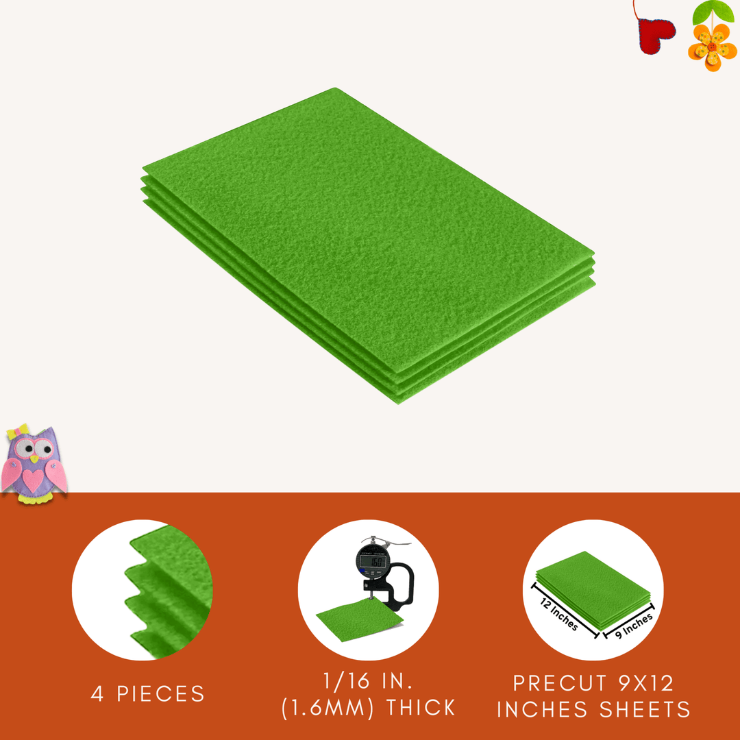 Acrylic Felt 9"X12" Sheet Packs | Lime - FabricLA.com