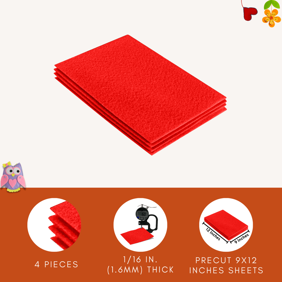 Acrylic Felt 9"X12" Sheet Packs | Hot Orange - FabricLA.com