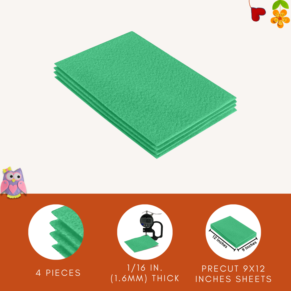 Acrylic Felt 9"X12" Sheet Packs | Mint - FabricLA.com