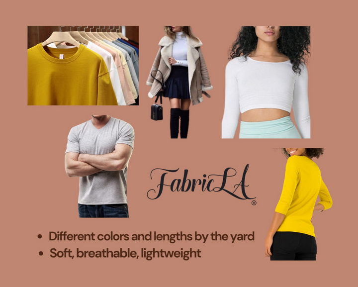 FabricLA 10 oz Cotton Spandex Jersey Fabric β Soft, Stretchy Knit Fabric for T-Shirts and Apparel