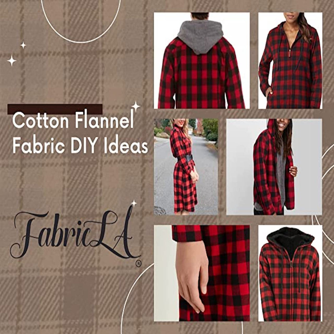 Red & Black 100% Cotton Flannel Fabric — 58/60" Wide, 5 oz, By the Yard | FabricLA