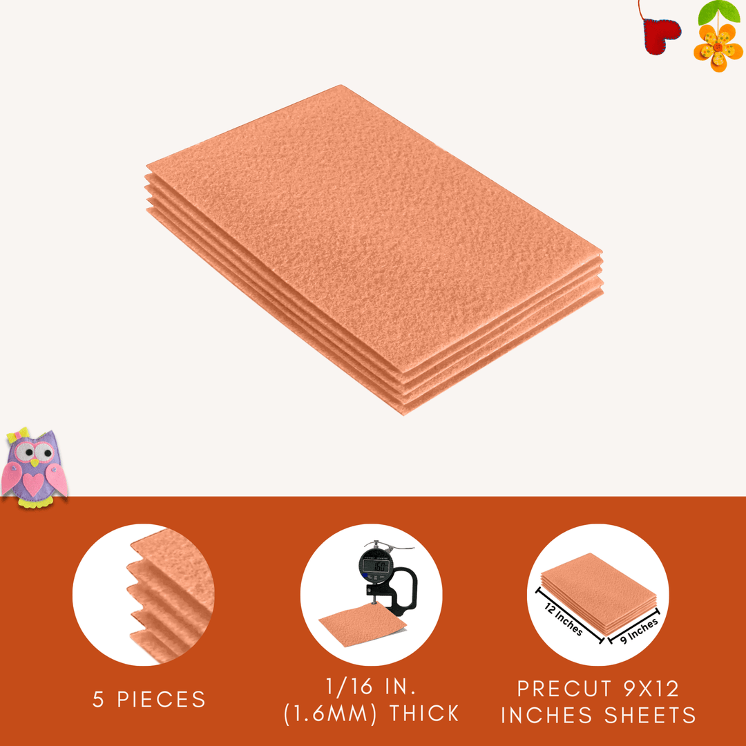Acrylic Felt 9"X12" Sheet Packs | Light Flesh - FabricLA.com