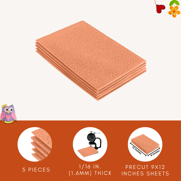 Acrylic Felt 9"X12" Sheet Packs | Light Flesh - FabricLA.com