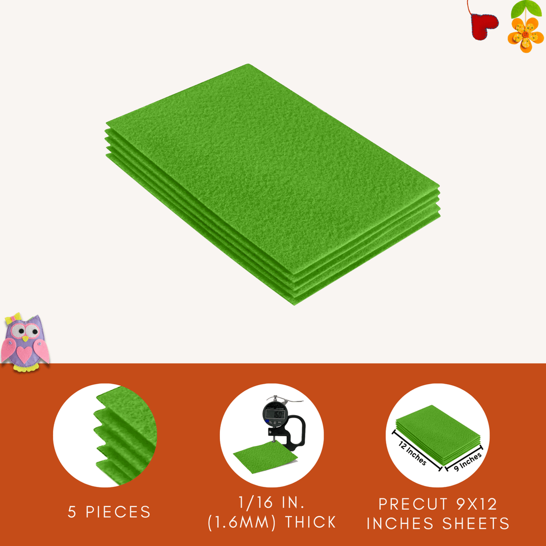 Acrylic Felt 9"X12" Sheet Packs | Lime - FabricLA.com