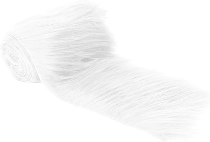 FabricLA Mohair Shaggy Faux Fur Fabric - Pre Cut Strips | Trim Ribbon | DIY Craft, Hobby, Costume, Decoration - White - FabricLA.com