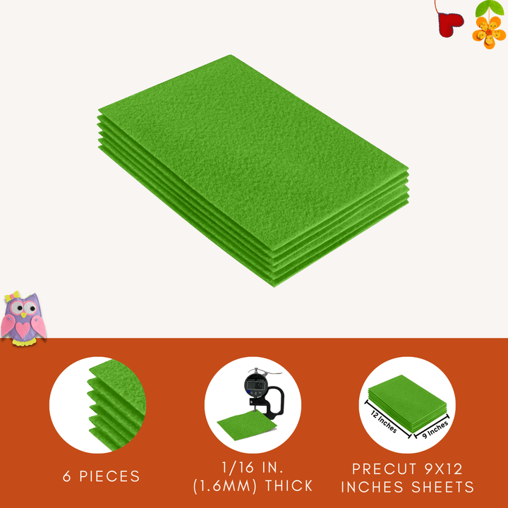 Acrylic Felt 9"X12" Sheet Packs | Lime - FabricLA.com