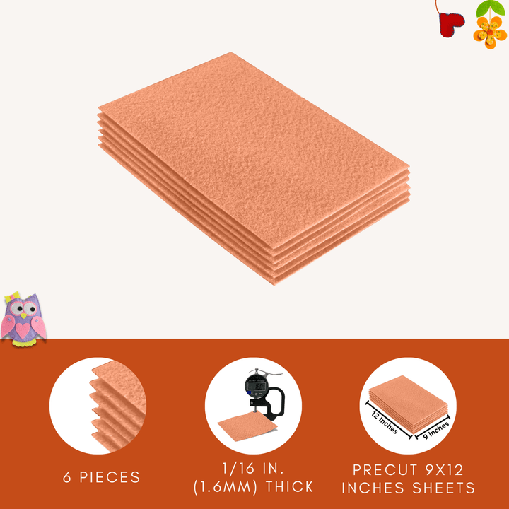 Acrylic Felt 9"X12" Sheet Packs | Light Flesh - FabricLA.com
