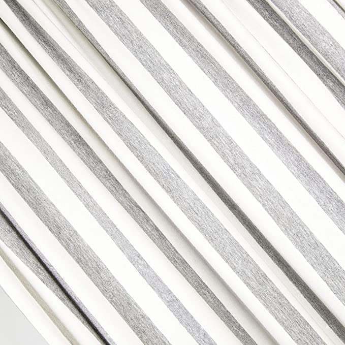FabricLA Rayon Spandex Jersey Knit Fabric 1" Stripes - 58/60" Inches (150 CM) Wide by The Yard - 4 Way Stretch Fabric - Light to Medium Fabric 220 GSM - (Cream, Grey) - FabricLA.com
