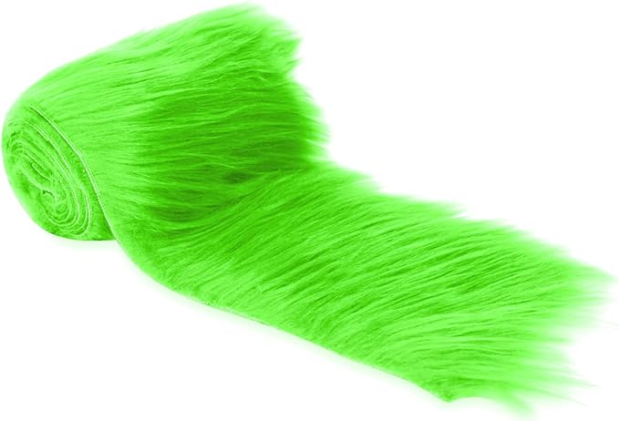 FabricLA Mohair Shaggy Faux Fur Fabric - Pre Cut Strips | Trim Ribbon | DIY Craft, Hobby, Costume, Decoration - Lime - FabricLA.com