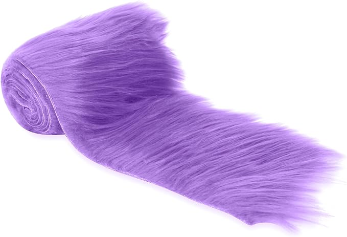 FabricLA Mohair Shaggy Faux Fur Fabric - Pre Cut Strips | Trim Ribbon | DIY Craft, Hobby, Costume, Decoration - Lavender - FabricLA.com