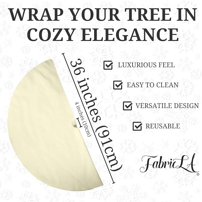 Premium Faux Fur Christmas Tree Skirt - 36 Inch | Luxurious Holiday Decorations - FabricLA.com