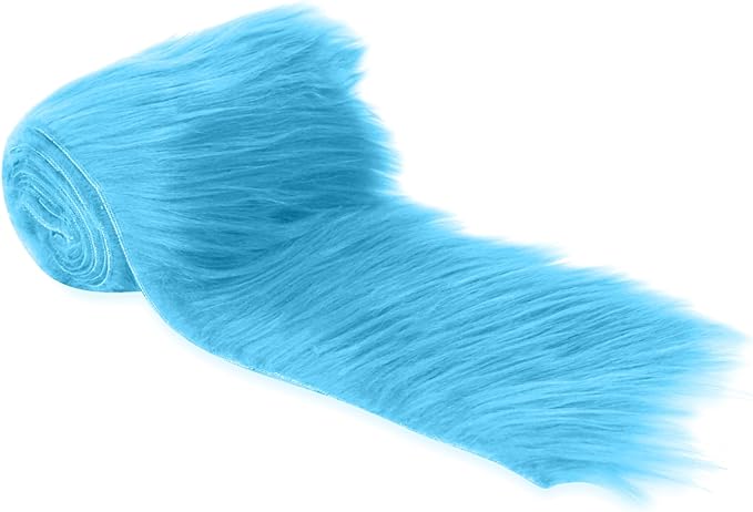 FabricLA Mohair Shaggy Faux Fur Fabric - Pre Cut Strips | Trim Ribbon | DIY Craft, Hobby, Costume, Decoration - Turquoise - FabricLA.com