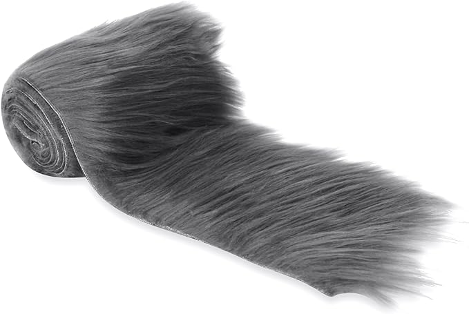 FabricLA Mohair Shaggy Faux Fur Fabric - Pre Cut Strips | Trim Ribbon | DIY Craft, Hobby, Costume, Decoration - Dark Gray - FabricLA.com