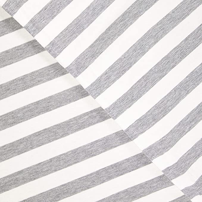FabricLA Rayon Spandex Jersey Knit Fabric 1" Stripes - 58/60" Inches (150 CM) Wide by The Yard - 4 Way Stretch Fabric - Light to Medium Fabric 220 GSM - (Cream, Grey) - FabricLA.com