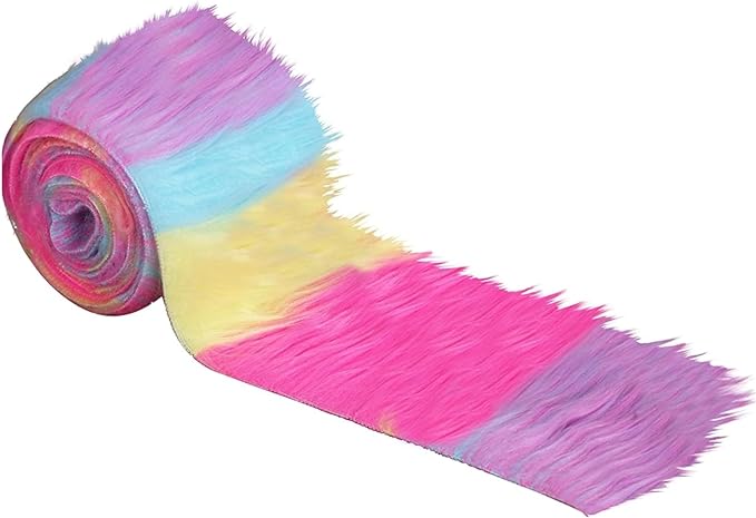 FabricLA Mohair Shaggy Faux Fur Fabric - Pre Cut Strips | Trim Ribbon | DIY Craft, Hobby, Costume, Decoration - Pastel Patch - FabricLA.com