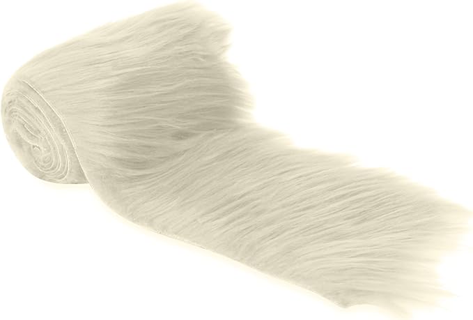 FabricLA Mohair Shaggy Faux Fur Fabric - Pre Cut Strips | Trim Ribbon | DIY Craft, Hobby, Costume, Decoration -Off White - FabricLA.com