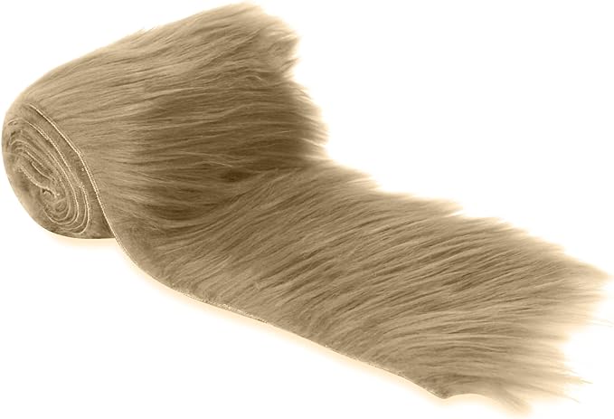 FabricLA Mohair Shaggy Faux Fur Fabric - Pre Cut Strips | Trim Ribbon | DIY Craft, Hobby, Costume, Decoration - Latte - FabricLA.com
