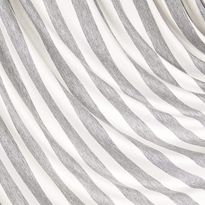FabricLA Rayon Spandex Jersey Knit Fabric 1" Stripes - 58/60" Inches (150 CM) Wide by The Yard - 4 Way Stretch Fabric - Light to Medium Fabric 220 GSM - (Cream, Grey) - FabricLA.com