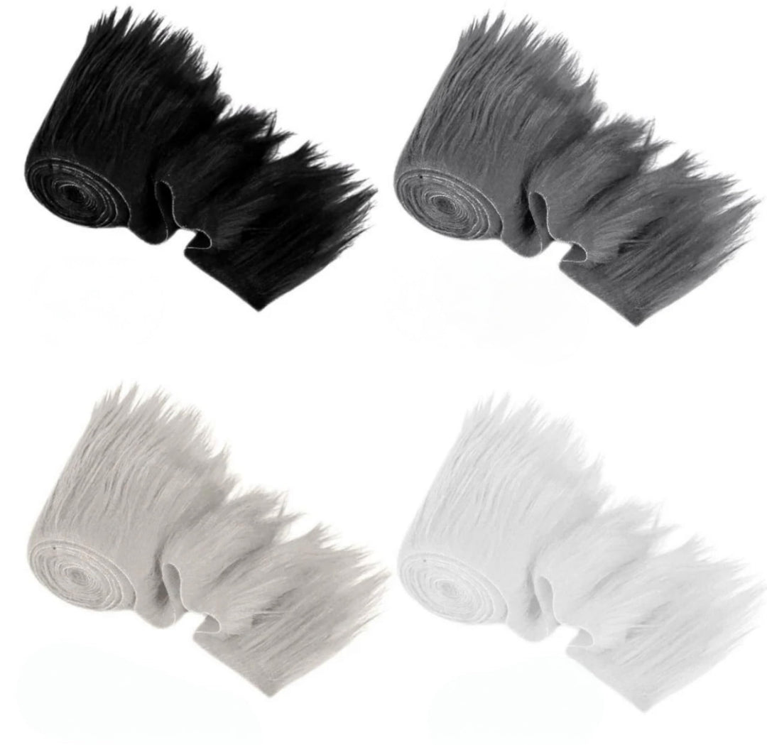 Adorno de piel sintética para manualidades | Tejido de piel mixta | Adorno de piel para gnomos | Piel afelpada para manualidades | Material de piel sintética del Grinch | Cinta de piel sintética de felpa para manualidades de Therian | (Paquete de 4)