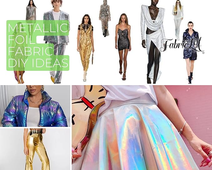 Hologram Metallic Foil Spandex Knit Fabric 4-Way Stretch, 60" Inch Wide| Multicolor - FabricLA.com