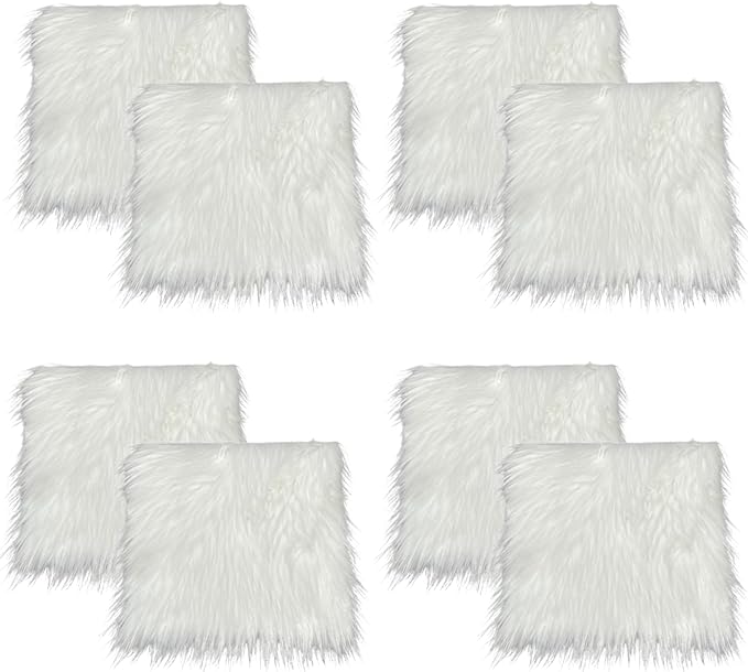 Faux Fur Fabric Squares | 8 Pcs DIY Craft Set by FabricLA | Shaggy Fur for Chair Covers & Cushions - FabricLA.com