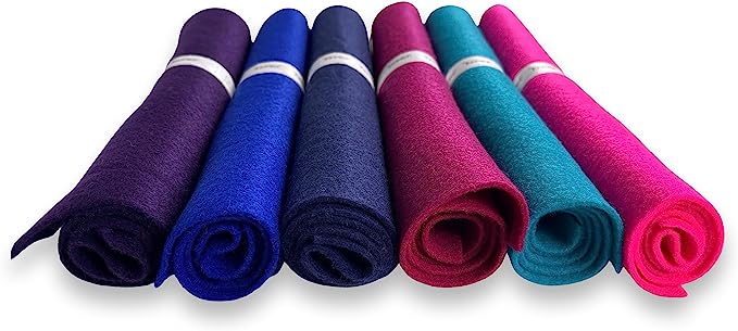 FabricLA Craft Felt Rolls 6 Pieces - 12" X 18" Inches Assorted Color Non-Woven Soft Felt Material - Acrylic Felt Roll for DIY Craftwork, Sewing and Patchwork - Color Visions - FabricLA.com
