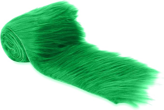 FabricLA Mohair Shaggy Faux Fur Fabric - Pre Cut Strips | Trim Ribbon | DIY Craft, Hobby, Costume, Decoration - Kelly Green - FabricLA.com