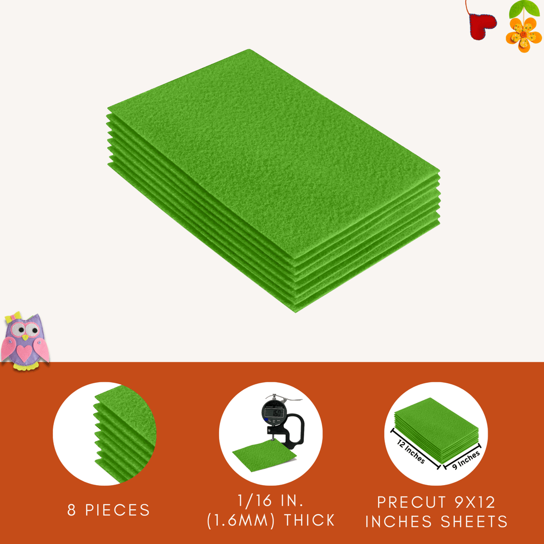 Acrylic Felt 9"X12" Sheet Packs | Lime - FabricLA.com