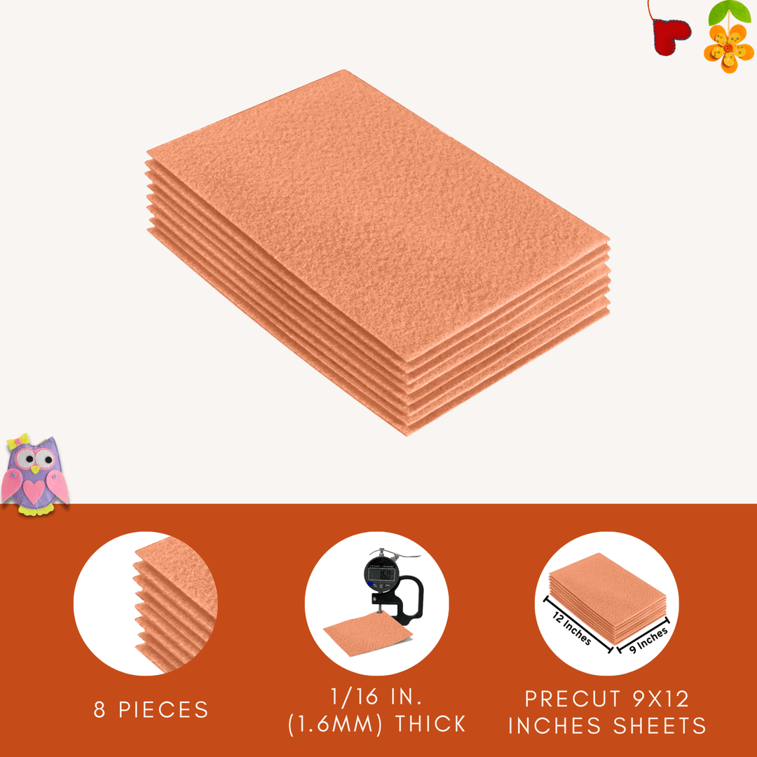 Acrylic Felt 9"X12" Sheet Packs | Light Flesh - FabricLA.com