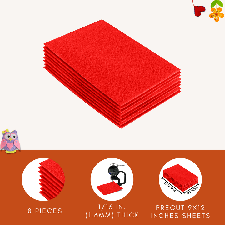 Acrylic Felt 9"X12" Sheet Packs | Hot Orange - FabricLA.com