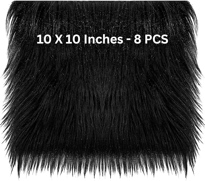 FabricLA Faux Fur Fabric - 8 Pieces Square Fur Material Fabric - 10" X 10" Inches (25cm x 25cm) - Shaggy Fur Patches Fabric Cuts Chair Cover Seat Cushion for DIY Craft - FabricLA.com