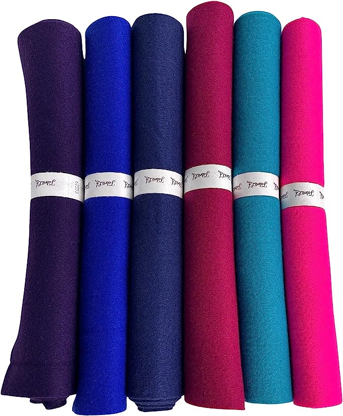 FabricLA Craft Felt Rolls 6 Pieces - 12" X 18" Inches Assorted Color Non-Woven Soft Felt Material - Acrylic Felt Roll for DIY Craftwork, Sewing and Patchwork - Color Visions - FabricLA.com