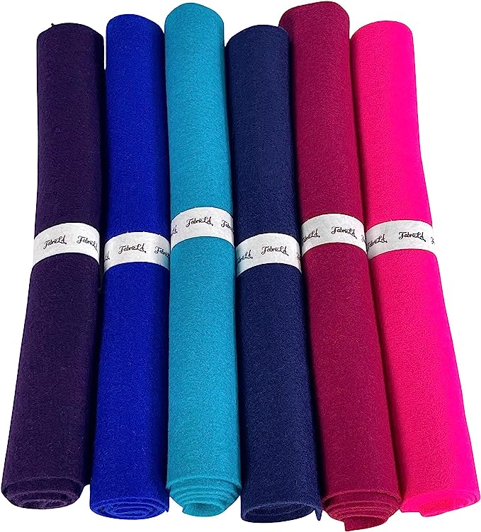 FabricLA Craft Felt Rolls 6 Pieces - 12" X 18" Inches Assorted Color Non-Woven Soft Felt Material - Acrylic Felt Roll for DIY Craftwork, Sewing and Patchwork - Color Visions - FabricLA.com