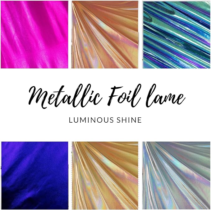 Hologram Metallic Foil Spandex Knit Fabric 4-Way Stretch, 60" Inch Wide| Multicolor - FabricLA.com