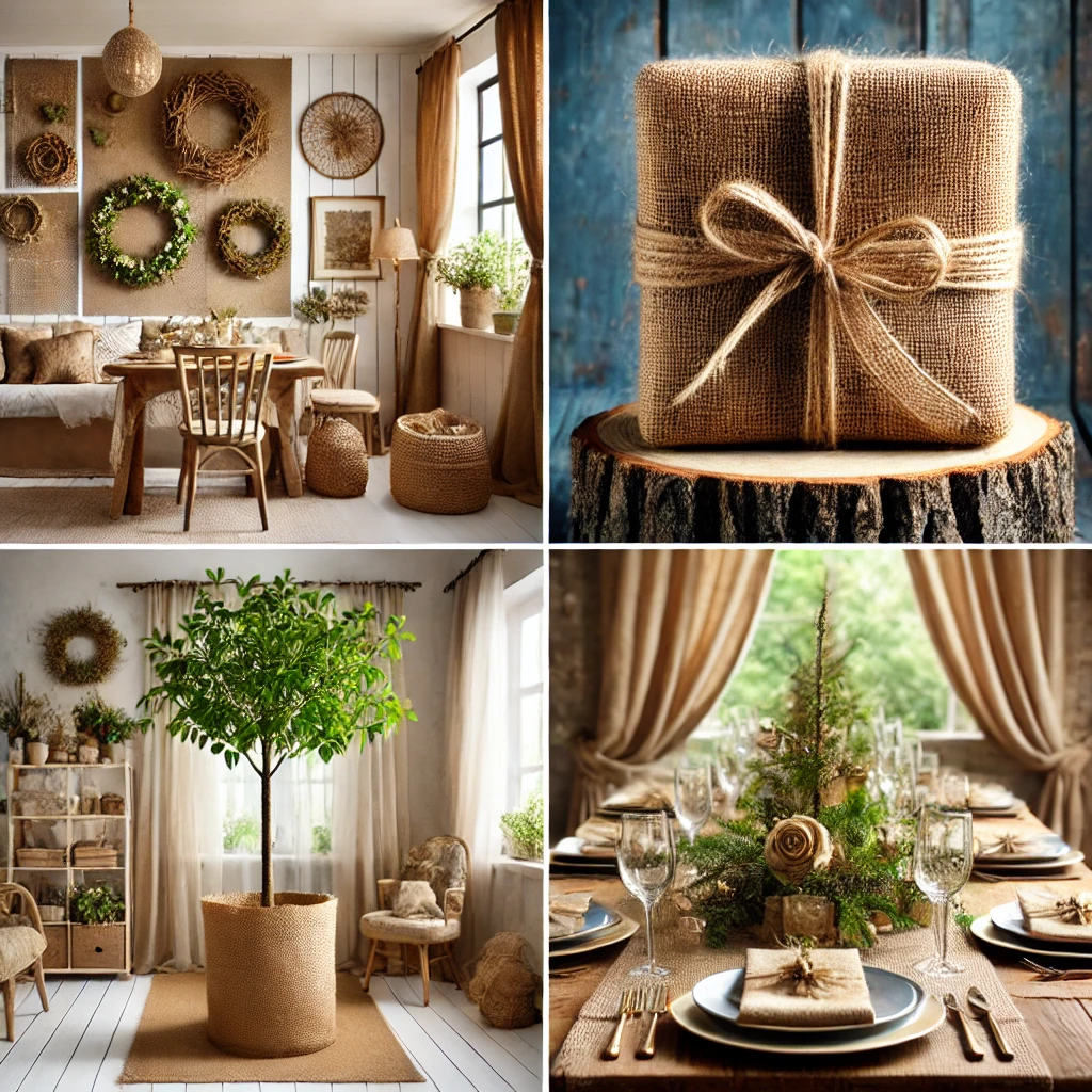 Rollo de tela de arpillera natural: yute ecológico para manualidades, decoración y eventos