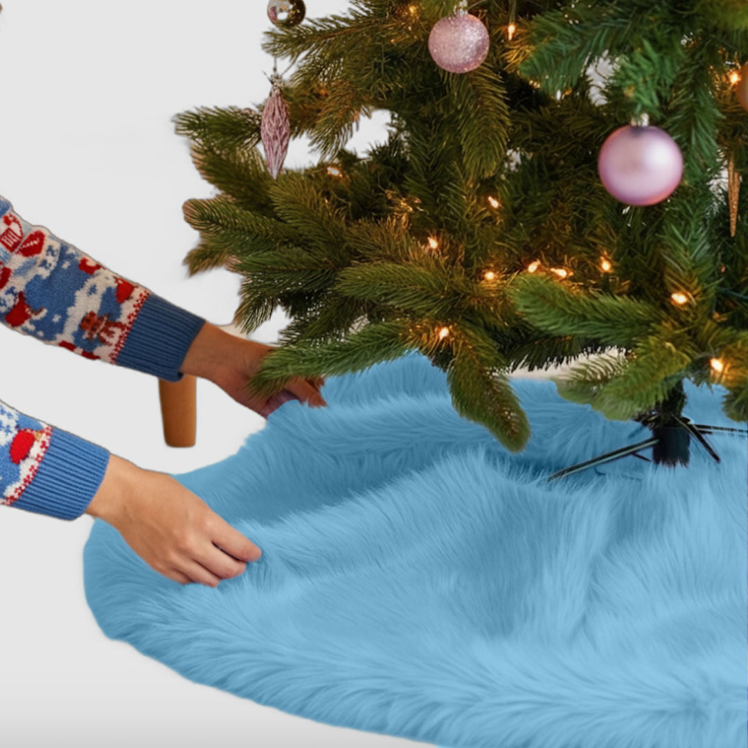 Falda de árbol de Navidad de piel sintética de primera calidad - 30 pulgadas | Decoraciones navideñas de lujo