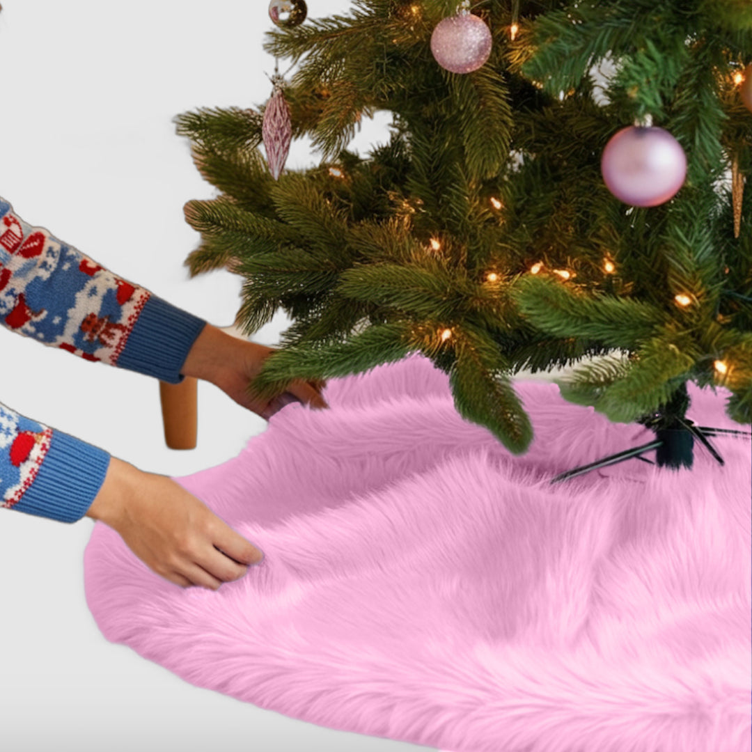 Falda de árbol de Navidad de piel sintética de primera calidad - 30 pulgadas | Decoraciones navideñas de lujo