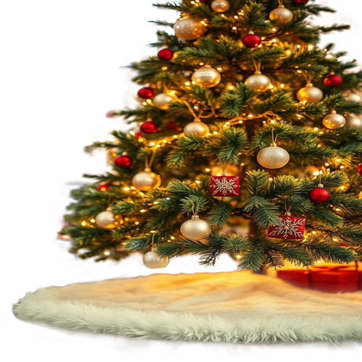 Falda de árbol de Navidad de piel sintética de primera calidad - 30 pulgadas | Decoraciones navideñas de lujo