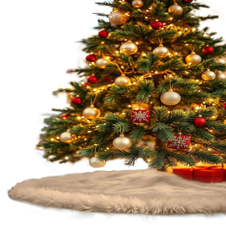 Falda de árbol de Navidad de piel sintética de primera calidad - 30 pulgadas | Decoraciones navideñas de lujo