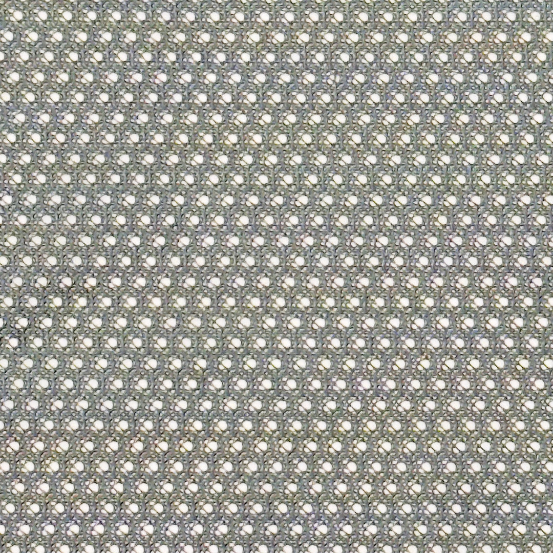 Close-up drape of black polyester micro mesh fabric, breathable open-hole texture, 60 inches wide